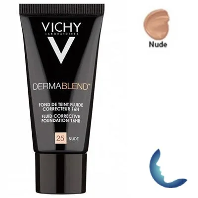 VICHY Dermablend Fond de Teint fluide correcteur 16h Teinte 25 Nude, 30ml